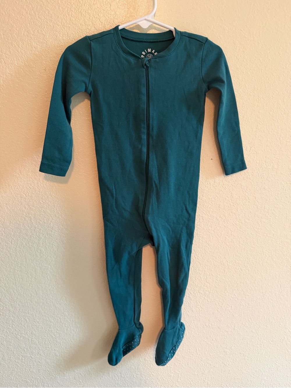 Primary dark Teal Long-Sleeve Zip Footie